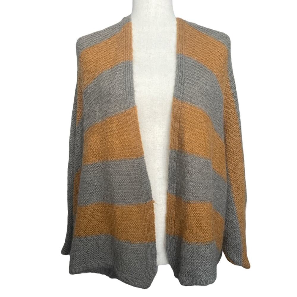 Lush Vintage Pumpkin and Gray Striped Cocoon Style Cardigan